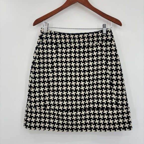 Club Monaco Skirt Womens Size 2 White Black Houndstooth Wool Blend - Picture 4 of 10